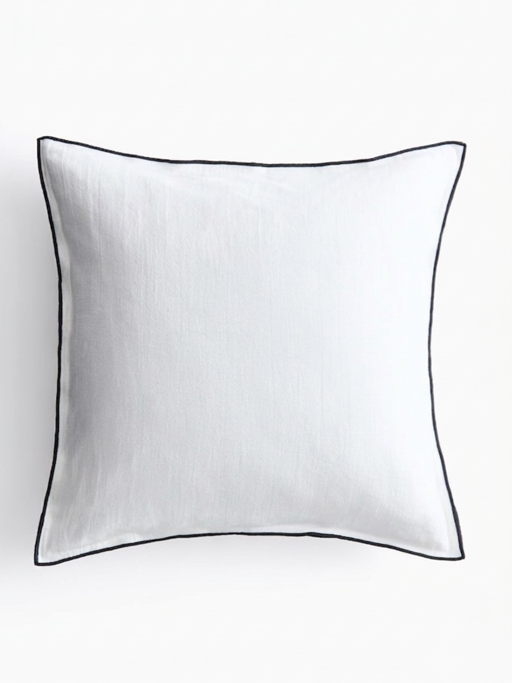 NWT H&M Premium Selection Home Linen Blend Cushion Cover White with Black Piping